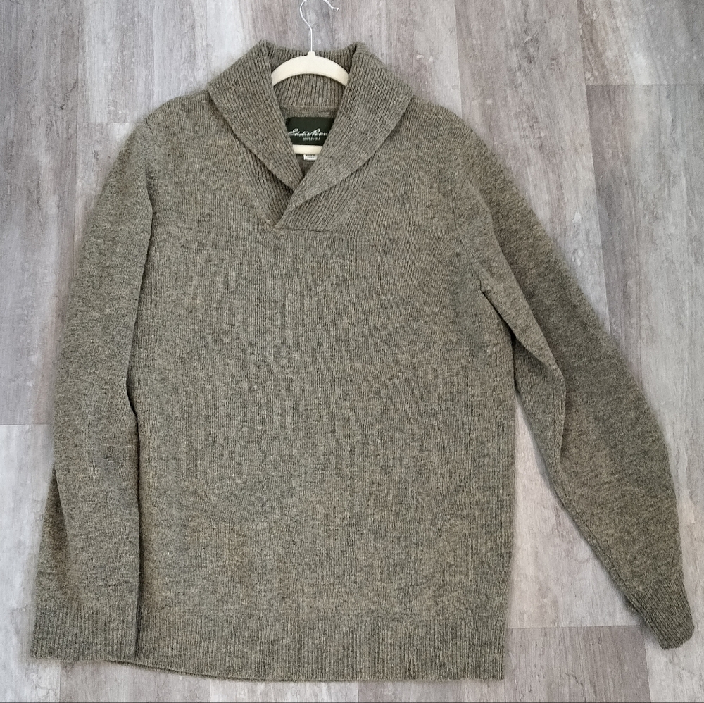 Eddie Bauer 100% Wool Men's Turtleneck Sweater - Gray Green